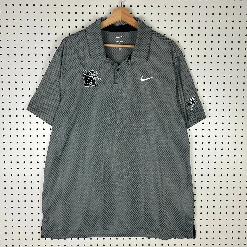 Nike 1 Cent Memphis Tiger Polo XL Basketball Checkered Gray PE Team Issued Penny